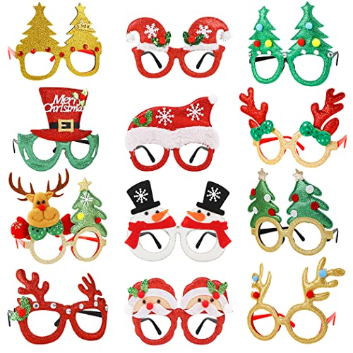 Joyibay Weihnachtsbrillen, 12 Stück Partybrillen Set Kreative...