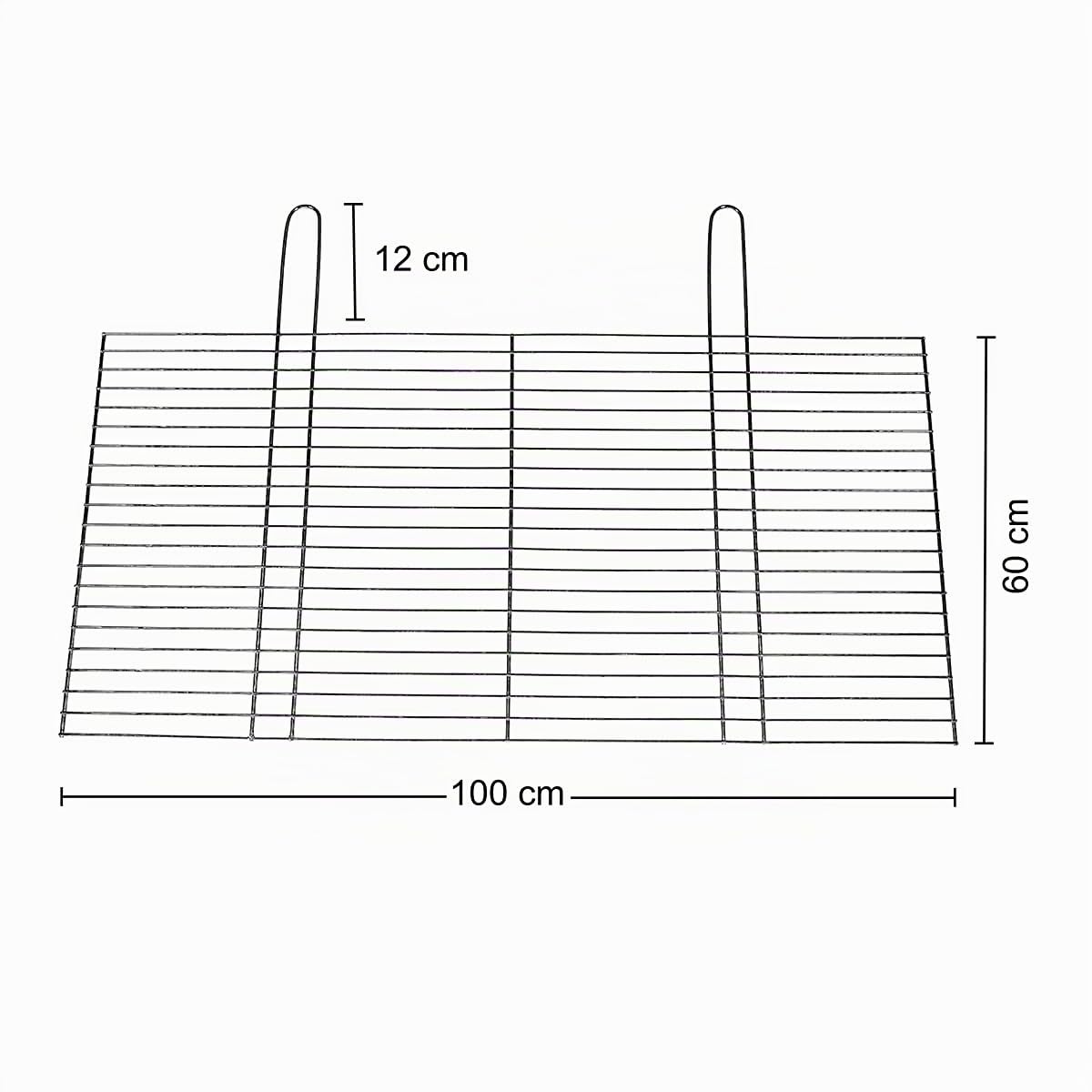 Pyko Grille de barbecue, grille de rechange, grille de barbecue, grille de cheminée, grille de cheminée avec bac à cendres 100 x 60 cm