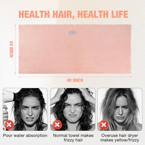 Image of 3 Pack Microfiber Hair Drying Towels for Women, Super Absorbent Microfiber Hair Towel for Curly Hair, Hair Drying Towel Wrap for Hair Care with Elastic Strap
