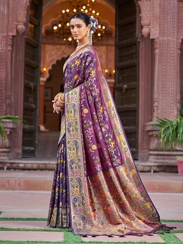 Image of SWORNOF Women's Kanjivaram Soft Silk Banarasi Sarees With Unstiched Blouse Piece