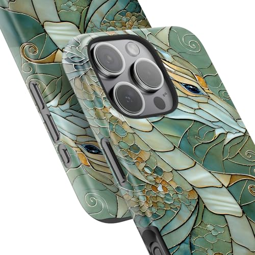 Image of Goodon for iPhone 16 Pro Max Case Cute - Wireless Charging Compatible - Dual-Layer Hard Shell + Silicone Cover - Protective Phone Case with Trendy Designs for Women - an Abstract Dragon