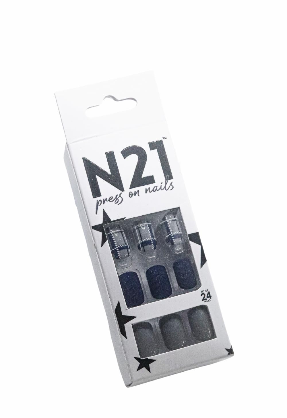N21 Premium Press On Nails for Women | Reusable Artificial Nails with Glue | Long Lasting Fake Nails | Salon Quality Stick On Nails | Natural Look Nail Tips | Easy Apply| Trendy Designs for Girls & Women (Steelblue)-image-9