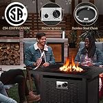 Gas Feuerstelle, Feuerstelle inkl. Wasserfeste Schutzhülle, Lavasteinen, Tischplatte & Funkenschutz,72.5 * 72.5 * 67.5 cm,14,5 kW, 28 Zoll Gaskamin Outdoor, Automatische Zündung, Esstisch & Heizung – Bild 2