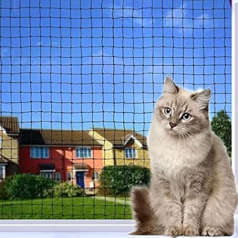 Tatamiyya Katzennetz Für Balkon, Katzennetz Drahtverstärkt 8x3m, Balkonnetz ist Robust Biss- Und Reißfest, UV- Und Witterungsbeständig, Zum Balkonen, ​Terrassen Und Fenstern(Schwarz) Cover