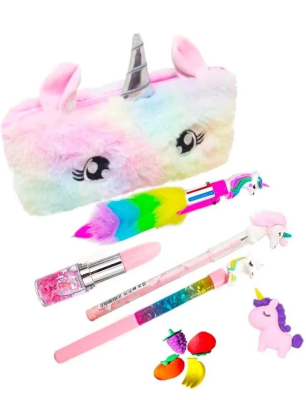 Knob Kids Stationery Combo of Fur Pouch, Lipstick Highlighter, Pencil, Water Color Pen, Erasers Use Return Gift and Birthday Gift Stationery Set for Kids (B0CJCFW4Z4) Amazon Price History, Amazon Price Tracker