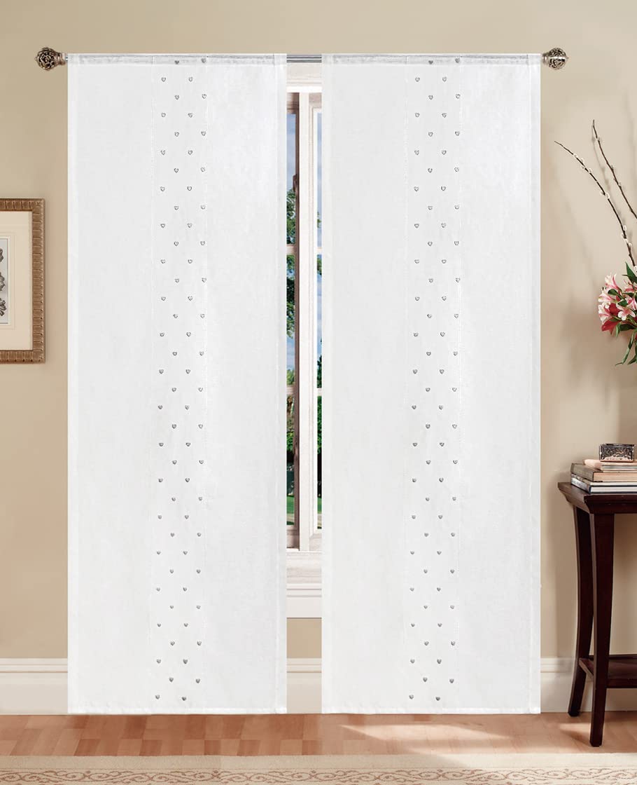 Home Tresor - Coppia Tende a Vetro | Tende per Interni con Doppio Meccanismo per Cucina, Cameretta, Soggiorno | Mod. Amy B1 Base Bianca (60 x 150 cm., Fiorellini Grigi