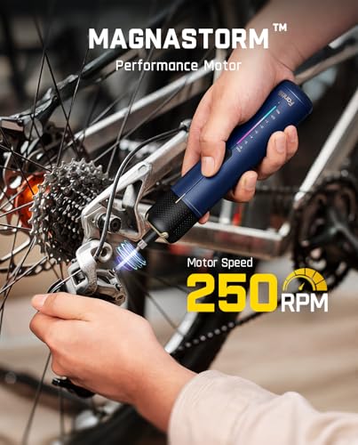 Image of Fanttik S2 Pro Electric Screwdriver, Cordless Screwdriver Set, 7 Torque Settings, 0.5 to 6N.m, 20 Magnetic Bits, 1 /4''Hex Shank, with 90 Angle Adapter, for Furniture, Household Repairs(Navy Blue)