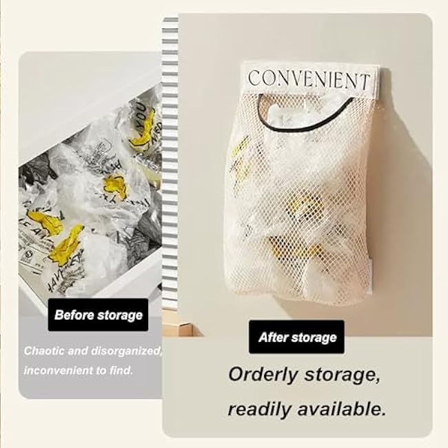 2 Pcs Plastic Bag Holder, Grocery Bag Organizer Holder,Portable extractor bag organizer, Reusable Wall Mounted Shopping Bag/Trash Bag Storage Dispenser for Home Kitchen