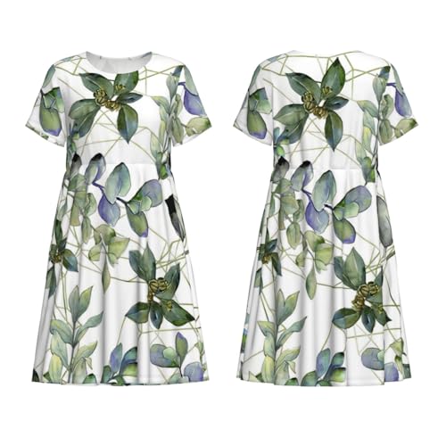 Robe d'été manches courtes femme imprimé eucalyptus vert fluide - 6