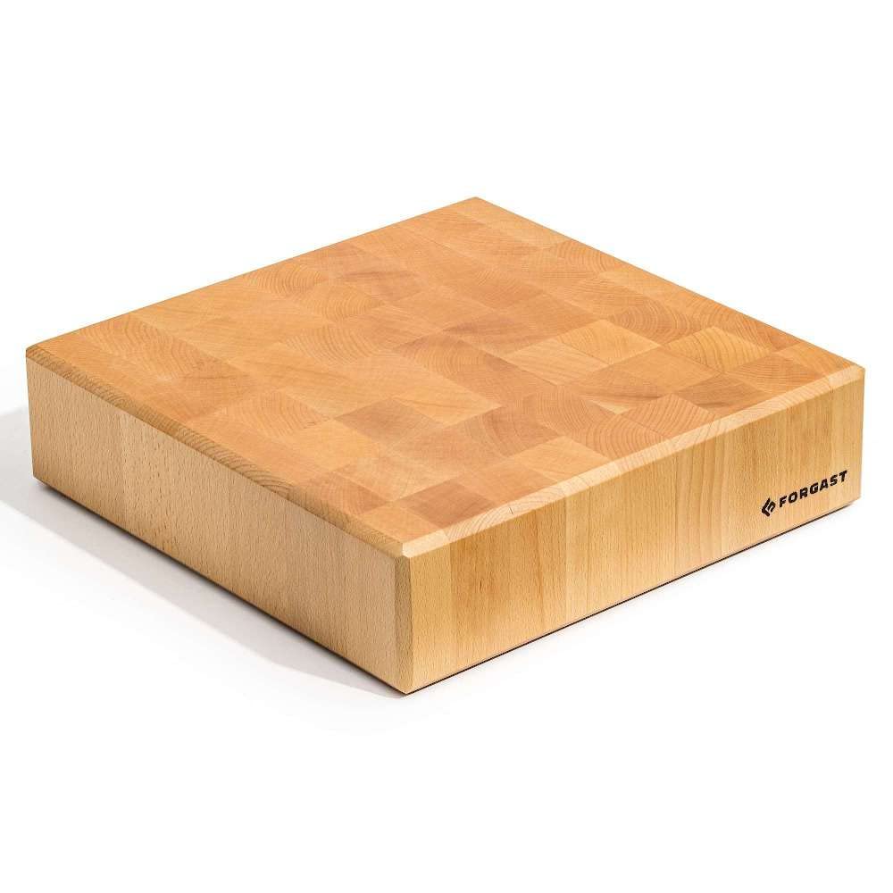 Ceppo da Macellaio in Legno di Faggio, Piano 40x40x10 cm, Base Robusta, Strumento Ideale per la Preparazione di Carne, Tagliere da Carne, Ceppo da Lavoro