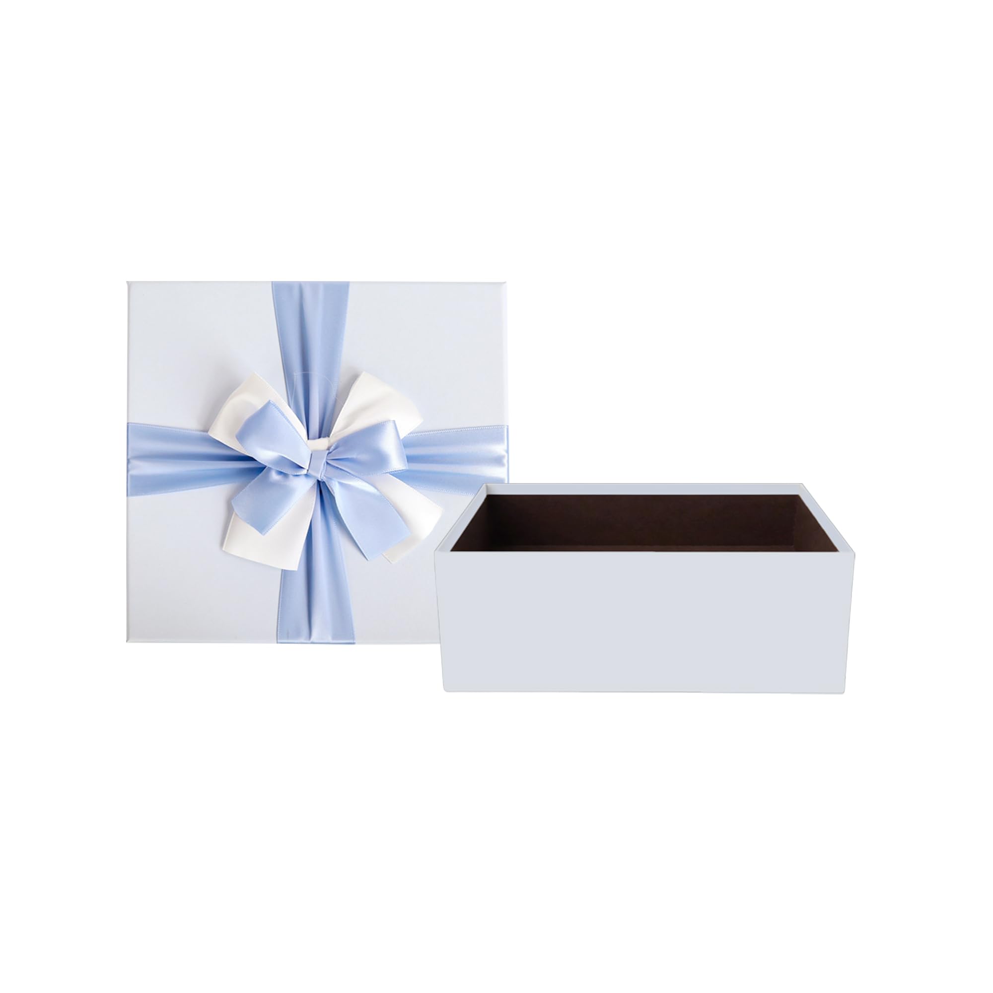 Emartbuy Baby Blue Rigid Gift Box with Ribbon 15 x 15 x 6.5 cm