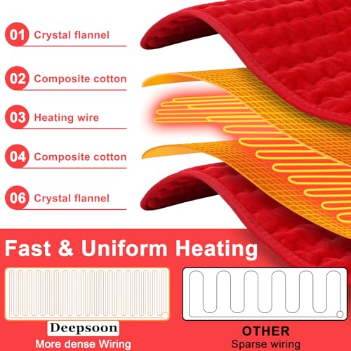 Image of Heating Pad,Electric Heating Pads,Heating Pad for Back,Red,33x17 Inch