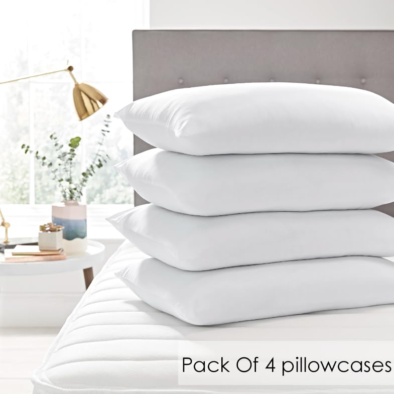 APEX FURNISHINGS white pillow cases 4 pack cotton 200 Thread Count Egyptian Cotton - Image 4