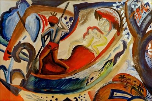 Affiche Fille dans l'écorce August Macke impression sur toile moderne 60x90cm salon