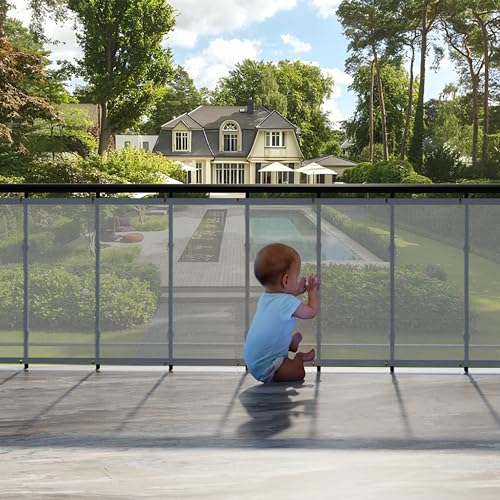 Image of HIPPO Baby Safety Net for Balcony & Staircase Railing Guard for Kids Stairway Safety Net Protector Safety Banister for Baby Toddler (1MTX6MT, Grey)