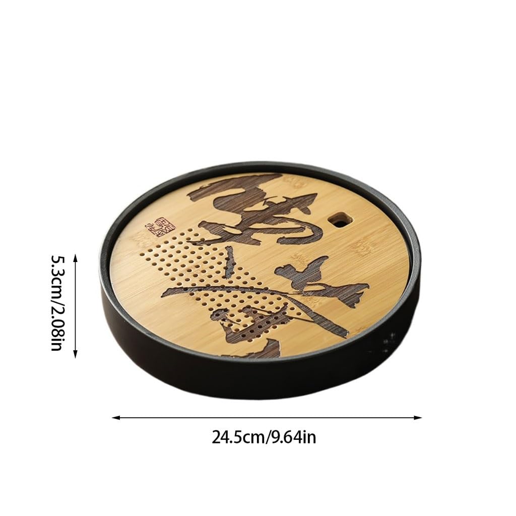 Bandeja de té de la tarde, juego de té de cerámica, bandeja de té china, bandeja de drenaje para almacenamiento de agua, bandeja redonda para té de Kung Fu, bandeja para taza de té para el hogar, ju