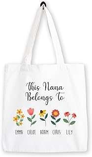 Personalised Tote Bag | Family Flowers | Nana Tote Bag | Custom Nana Bag | New Nana Gift | Personalised Nana Gift, Mummy Bag, Nana to Be Gift, Gifts for Nana (Nana)