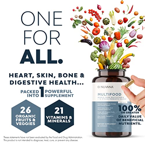 Nuvana Multifood Whole Food Multivitamin For Men | Prebiotics, Probiotics, And Antioxidants | Boosts Immunity, Improves Gut Health, And Supports Heart Health | Vegan | Gmc Certified | 60 Capsules #TOP2