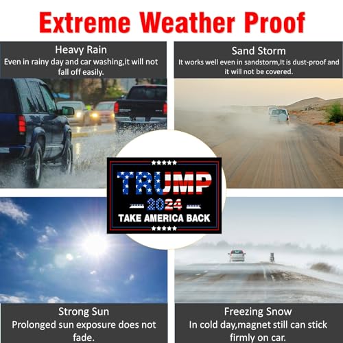 Image of 2 Pack Trump 2024 Flag Car Magnet, Heavy Duty Ply-Donald Trump Take America Back Waterproof Magnetic Sign 12 inch inch x 7.5 inch inch