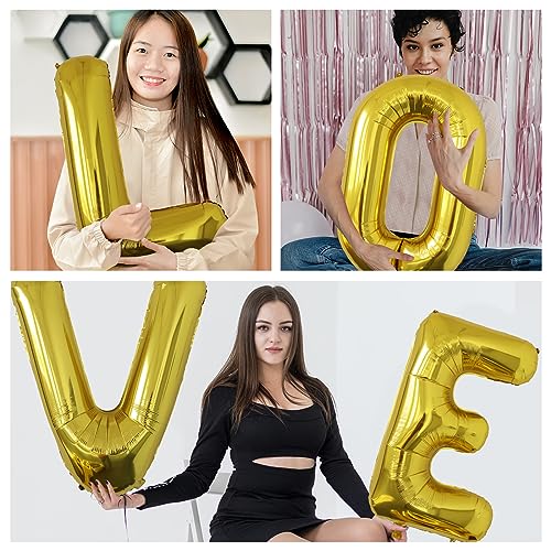 Image of Letter Balloons Gold Party Balloon - 40 Inch Large Gold Letter V Balloon, Letter Balloon Birthday Decorations, Balloon for Women Men Anniversary Party Decorations Supplies
