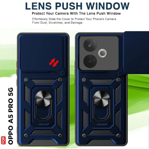 Image of AIBEX Back Cover for Oppo A5 Pro 5G | D10 Tough Armor Case | Sliding Camera Shield | 360 Protection | Kickstand Ring Holder | Military-Grade Shockproof Bumper Case