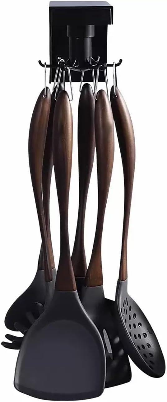 Silicone Cooking Utensils Set, Kitchen Utensils 7 Pcs Set, Non-stick Heat Resistant Silicone, Cookware with Stainless Steel Handle