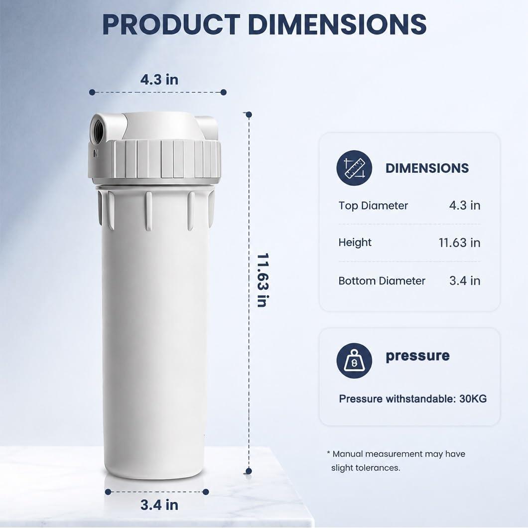 Lot De 5 Boîtiers De Filtre À Eau Blancs De 10 Pouces, Ports 1/4" Et 1/2" En Option, Pour Systèmes De Filtration D'eau Domestique Et D'élimination Des Sédiments De Puits(1/2-inch interface)