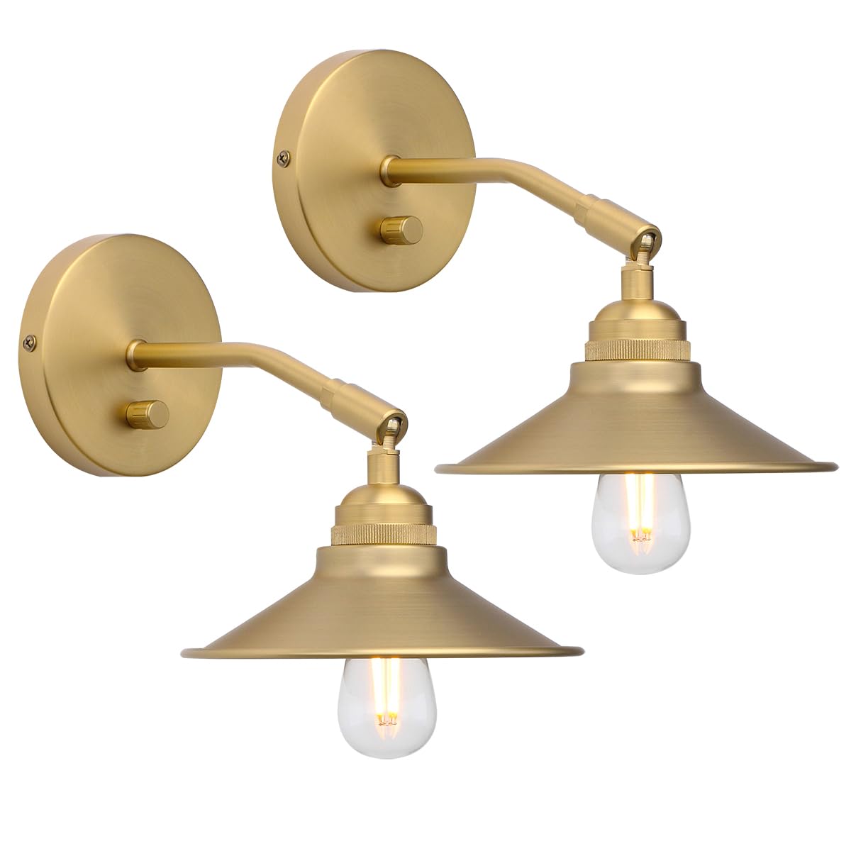 Yosoan Vintage Wall Sconce, 2-Pack Antique Dimmable Switch Industrial Metal Fixture Lighting Lamp for Living Room Kitchen Bathroom Bedroom Reading Room Bar Coffee Porch Gallery