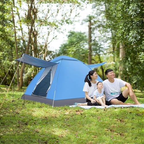 Barraca Camping para 4 Pessoas Tenda Acampamento Bolsa Azul
