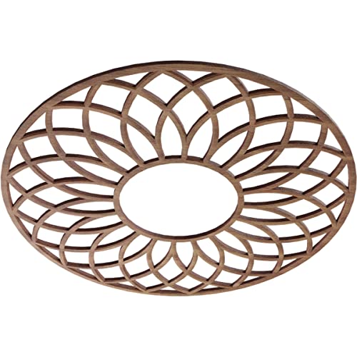 Image of Ekena Millwork 18 inchOD x 6 1 /8 inchID x 3 /8 inchT Cannes Wood Fretwork Pierced Ceiling Medallion, Walnut