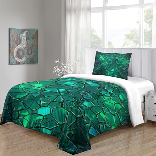 Housse de couette avec fermeture à glissière émeraude lit simple