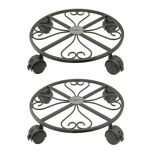 FAMIJOY 2 Stück Metall Pflanzbehälter, 30cm Pflanzenständer, runde...