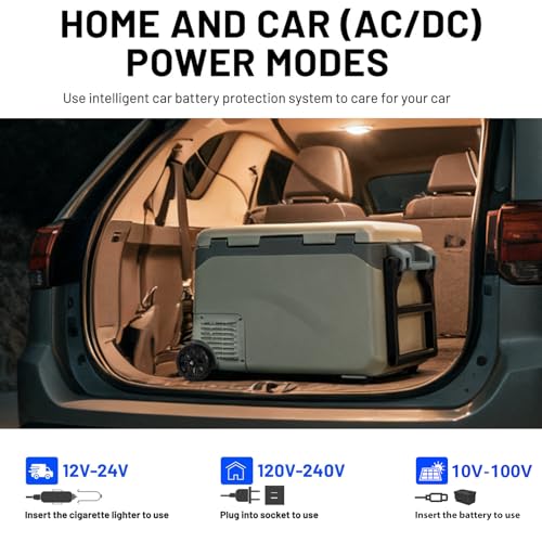 Image of GS40W Portable Wheeled Car Freezer,45Quart 12V Car Refrigerator with Dual Zone,Electric Compressor Cooler -4℉~68℉ for Camping, RV, Truck, Travel, Outdoor