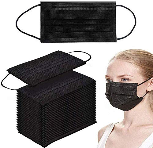 Protection personnelle Noire de Filtre jetable de Visage de 3 Plis 50 pièces Cover