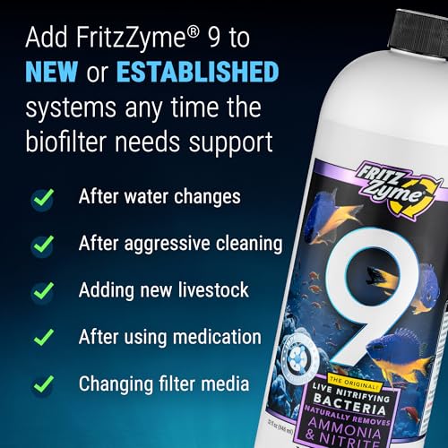 Image of Fritz Aquatics FritzZyme 9 Live Nitrifying Bacteria Naturally Removes Amonia & Nitrite for Saltwater Fish (32-Ounce)