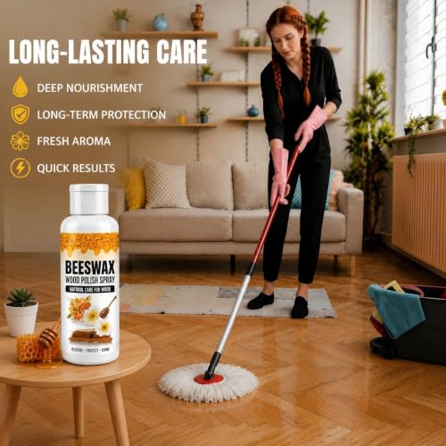 Image of Beeswax Furniture Polish Spray 100ml | Natural Wood Polish & Cleaner | Restores Shine, Protects & Conditions Wooden Furniture | For Tables, Chairs, Doors, Cabinets, Floors (Pack Of 1)