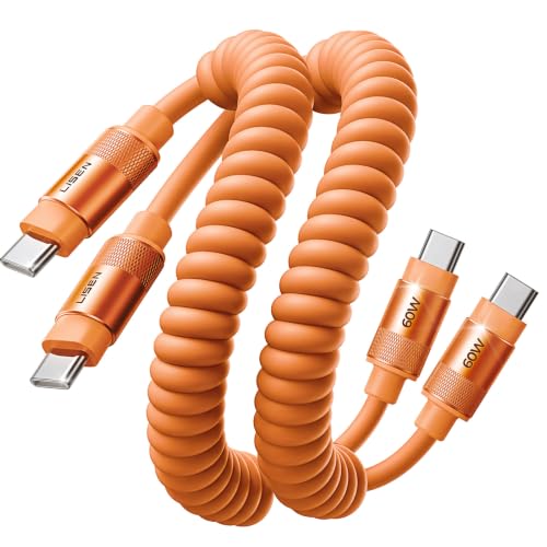 LISEN Coiled USB-C Cable 2-Pack