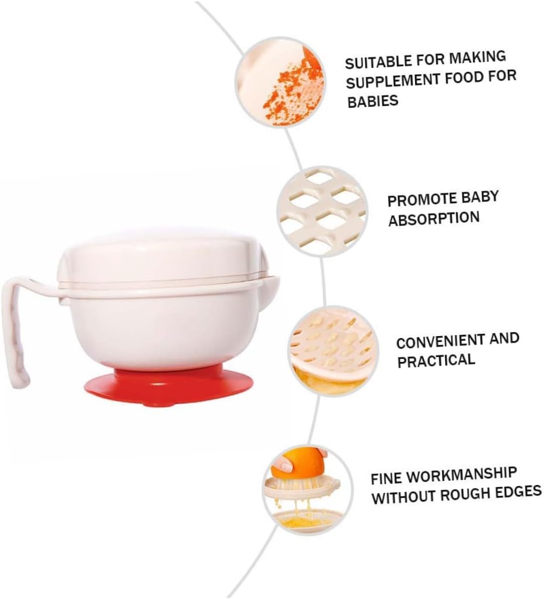 1Set Multi-functional Food Grinding Bowl Manual Food Mill Tool for Supplementary Feeding Practical Smooth-edge Complementary Food Grinder for Food Preparation