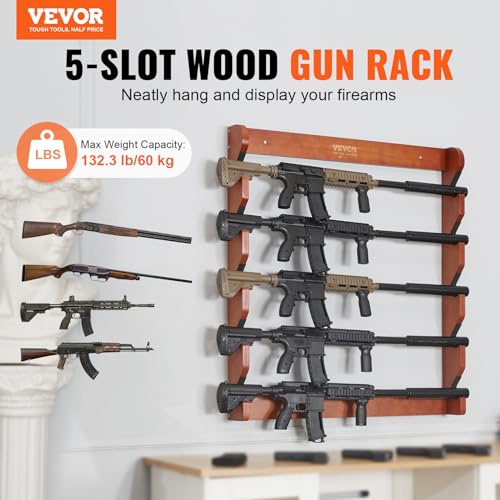 VEVOR Waffenregal zur Waffenaufbewahrung, 5 Gewehre Gewehrhalter Waffentresor-Zubehör für Gewehre & Schrotflinten, Waffenhalter im Waffenschrank, Schrotflinten-Gewehrauflage 60 kg Gewichtskapazität