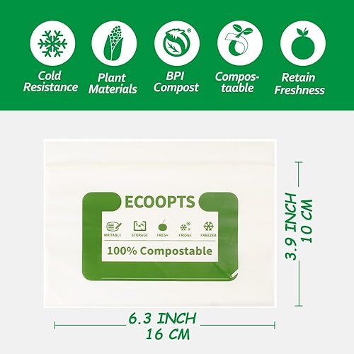 Miniatura 3 de Bolsa con cremallera 100% compostable para aperitivos  Bolsas de almacenamiento pequeñas ecológicas  Bolsa para congelador  A base de plantas sin