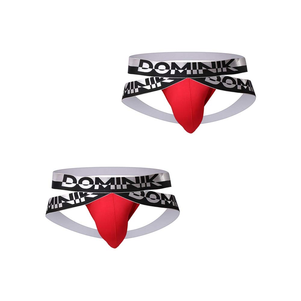 Two Pairs of Dominik Cotton Jockstraps Underwear, Mens (XL, Red)
