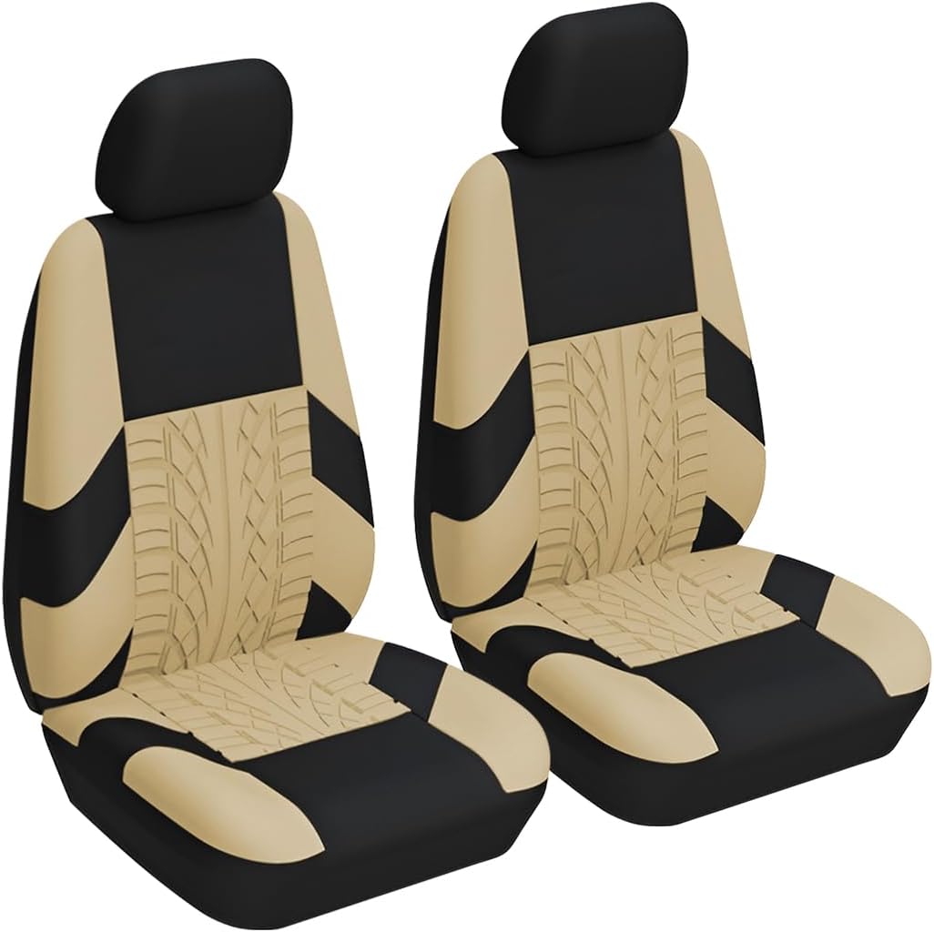 Kigai Universal 2-Piece Car Seat Covers - Green Leaves Pattern, Elastic Polyester, Fits Most Bucket Seats - View #7