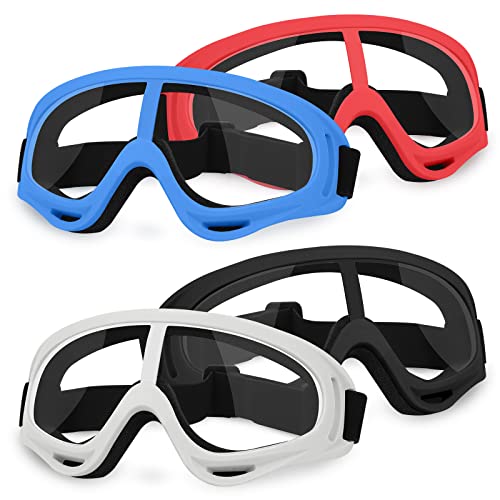 YSCare 4 Pack Protective Goggles, Safety Glasses with Clear Lens and Adjustable Strap, Protective Eyewear Compatible with Nerf Guns for Game Battle Christmas Gift (4 colors)