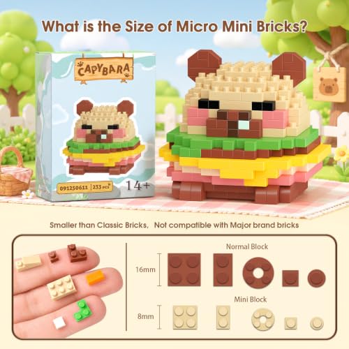 Image of HIGH GODO Capybara Party Favors Mini Building Set, 1202PCS Cute Capybara Animals Set for Goodie Bag Stuffers, Party Favors Birthday Easter Gift for Adult Teens 14+(Not Compatible with Major Brand)