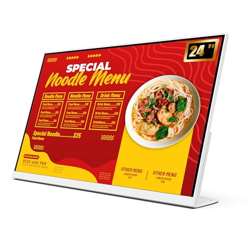 Image of 24 Inch Desktop Digital Menu Board, HD Digital Signage Retail Store Monitor, Commercial Display Advertising Screen Android with CMS, Electronic Menu Display for Milk Tea Shop /Restaurant