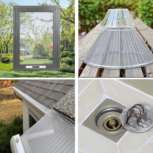 Drahtgeflecht Edelstahl Wire Mesh Drahtgitter Feinmaschig Fliegengitter Edelstahlgewebe Metall Gitter Rolle Lüftungsgitter für Insekten Garten 40 cm x 200 cm