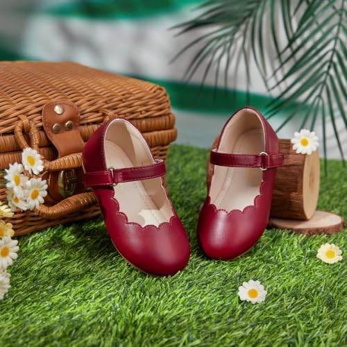 Image of PHIRAMIN Toddler Flower Girl Glitter Dress Shoes Little Girl Ballet Flats Bow Wedding Party