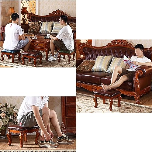 Table basse basse rectangulaire et repose-pieds rembourré en bois - 6