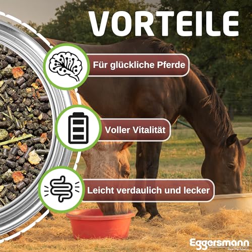 Eggersmann Pferdemüsli Senior getreidefrei - 15kg Natürliches getreidefreies Pferdefutter mit erhöhtem Energiegehalt - Pferdefutter ideal für stoffwechselkranke Pferde