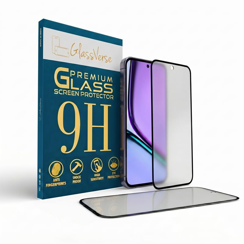 Image of GlassVerse Matte Tempered Glass for Realme C67 5G | Anti Glare, Smooth Touch Screen Protector, 9H Hardness, Edge to Edge, Case Friendly, Hassle-less Installation Kit Included. (Pack of 2)
